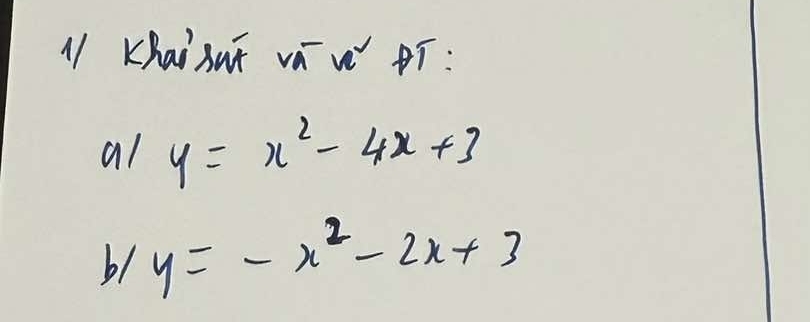 lI Khai Ant vá v ¢T:
al y=x^2-4x+3
b1 y=-x^2-2x+3