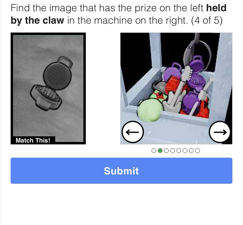 Solved: Find the image that has the prize on the left held by the claw ...