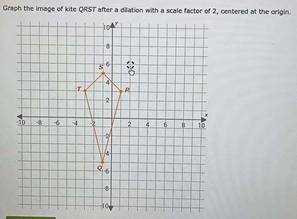 Graph the image of kite QRST after a dilation with a scale factor of 2, centered at the origin.