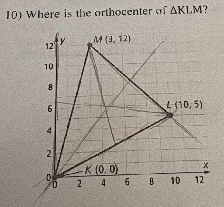 Where is the orthocenter of △ KLM ?