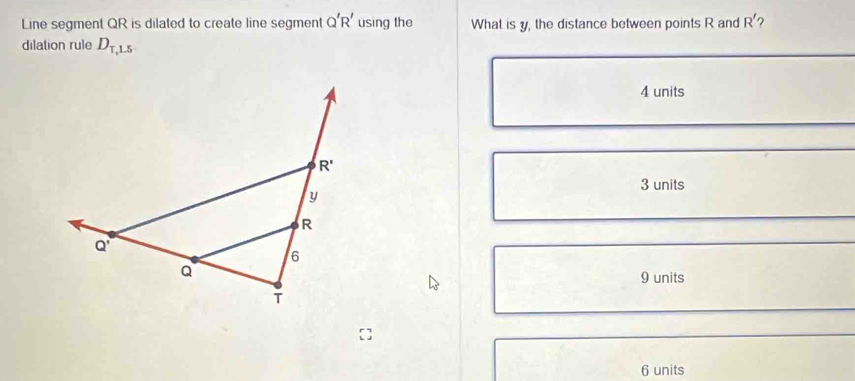 Solved: Line segment QR is dilated to create line segment Q'R' using ...