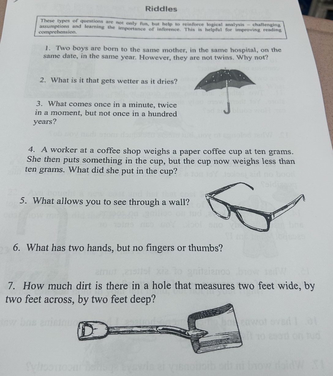 Solved: Riddles These types of questions are not only fun, but help to ...