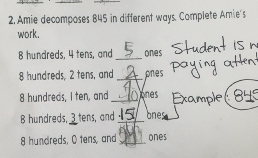 Solved: Amie decomposes 845 in different ways. Complete Amie’s work. 8 ...
