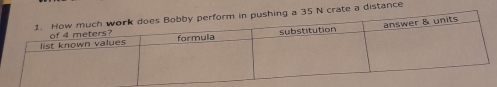 a 35 N crate a distance