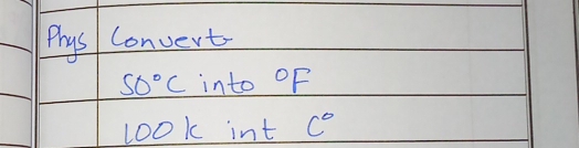 Prys Convert
50°C into°F
look int C°