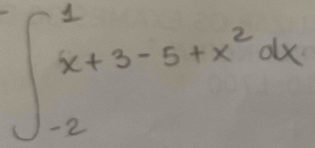 ∈t _(-2)^1x+3-5+x^2dx