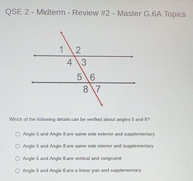 Gelöst:QSE 2 - Midterm - Review #2 - Master G.6A Topics Which of the ...