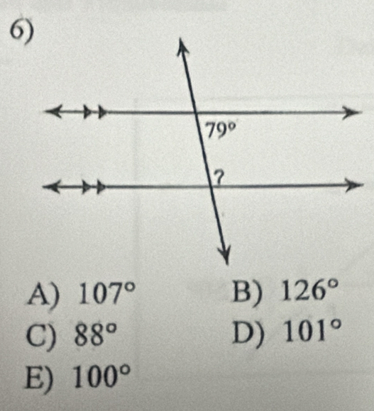 A) 107° B) 126°
C) 88° D) 101°
E) 100°