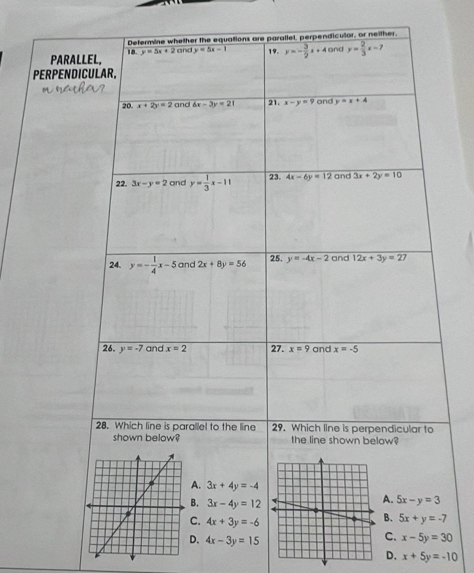 PARAL
PERPEND
D. x+5y=-10