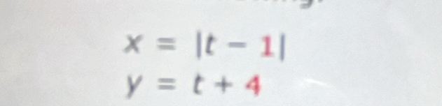 x=|t-1|
y=t+4