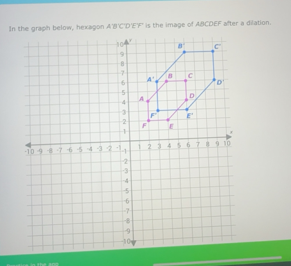 Solved: In the graph below, hexagon A'B'C'D'E'F' is the image of ABCDEF ...
