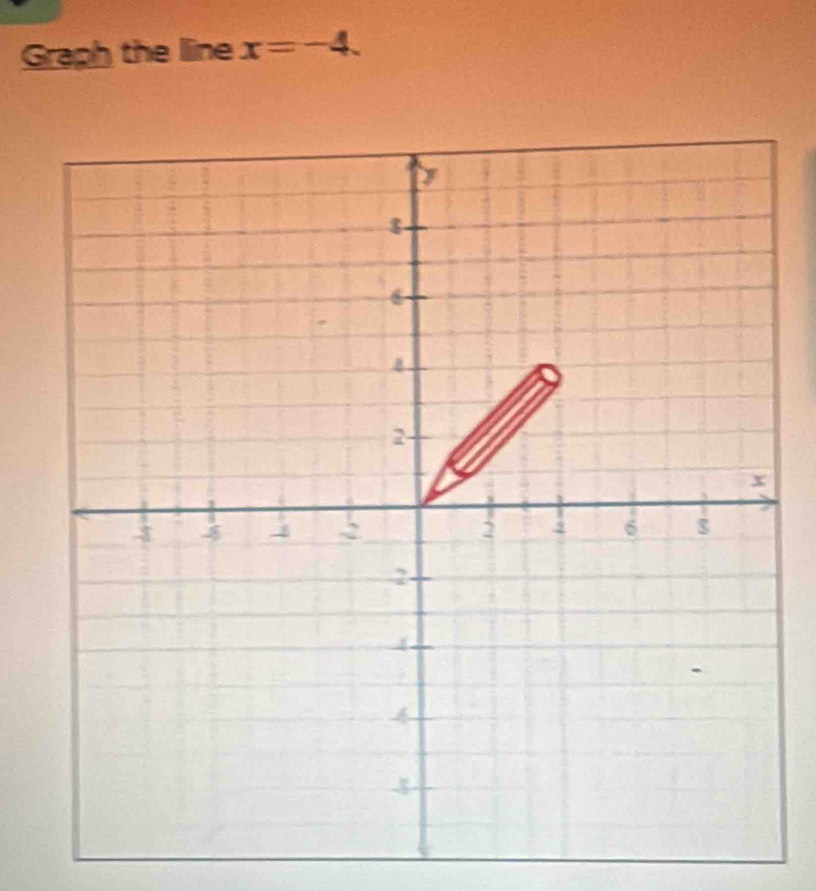 Graph the line x=-4.