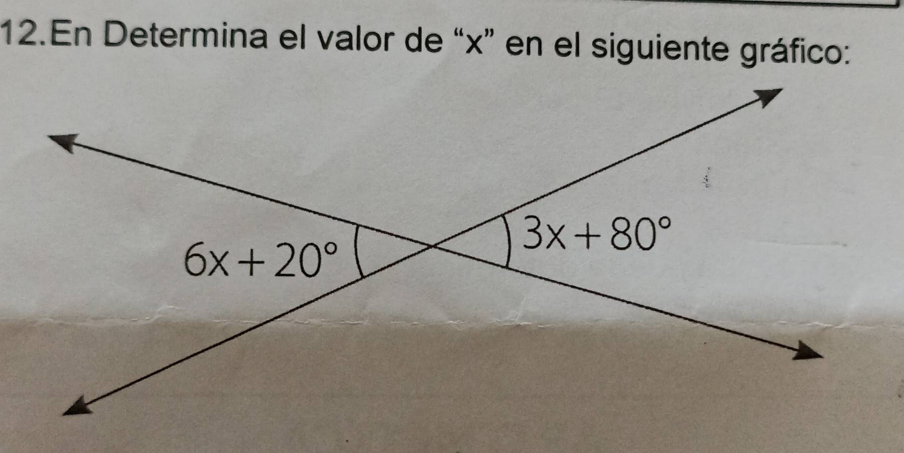 En Determina el valor de “x” en el siguiente gráfico: