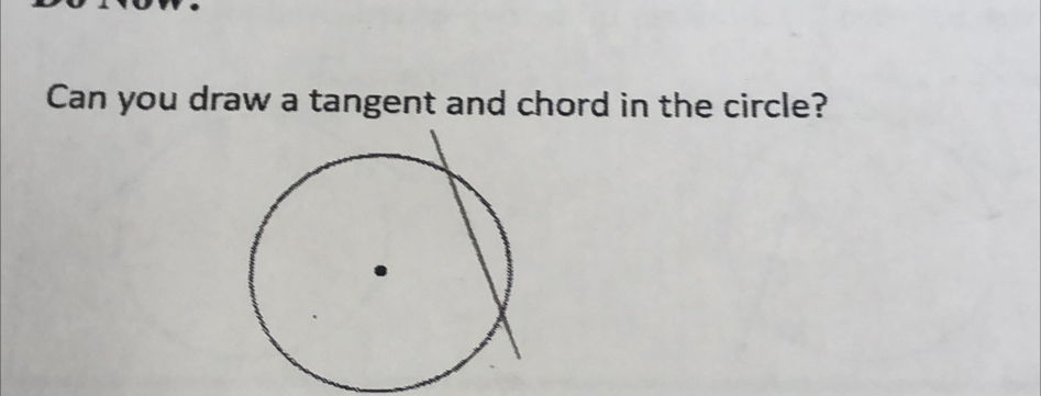 Can you draw a tangent and chord in the circle?