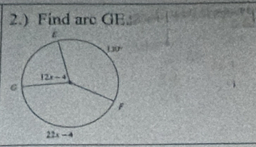 2.) Find arc GE