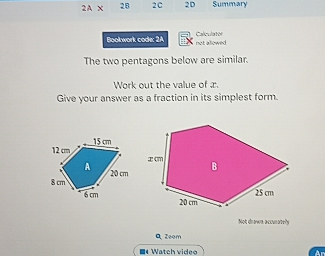 Solved: 2A X 2B 2C 2D Summary Bookwork code: 2A Calculator not allowed ...