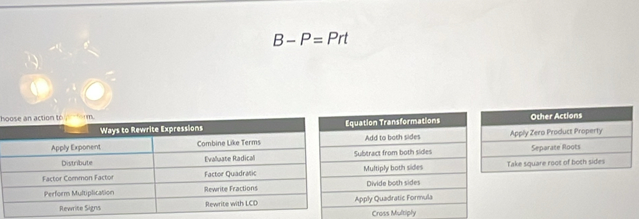 B-P=Prt
h 
Cross Multiply