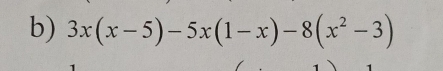 3x(x-5)-5x(1-x)-8(x^2-3)