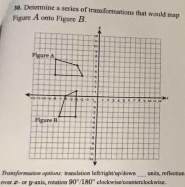 Determine a series of transformations that would map Figure A onto ...