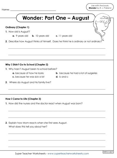 Solved: Name: _Wender by R. J. Palacia Use with the book: Wonder: Part ...