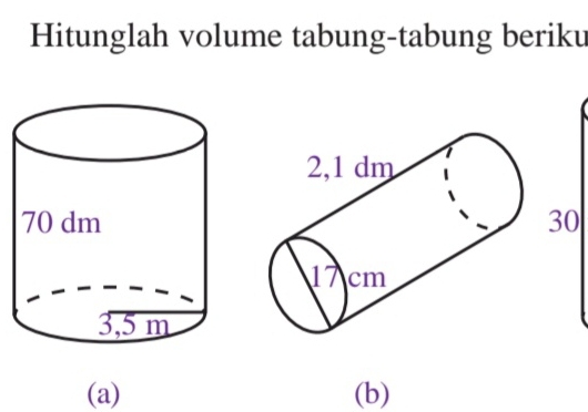 Hitunglah volume tabung-tabung beriku 
30 
(a) (b)