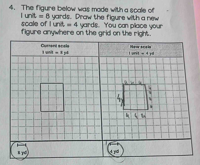 Solved: The figure below was made with a scale of Iunit=8 yards. Draw ...