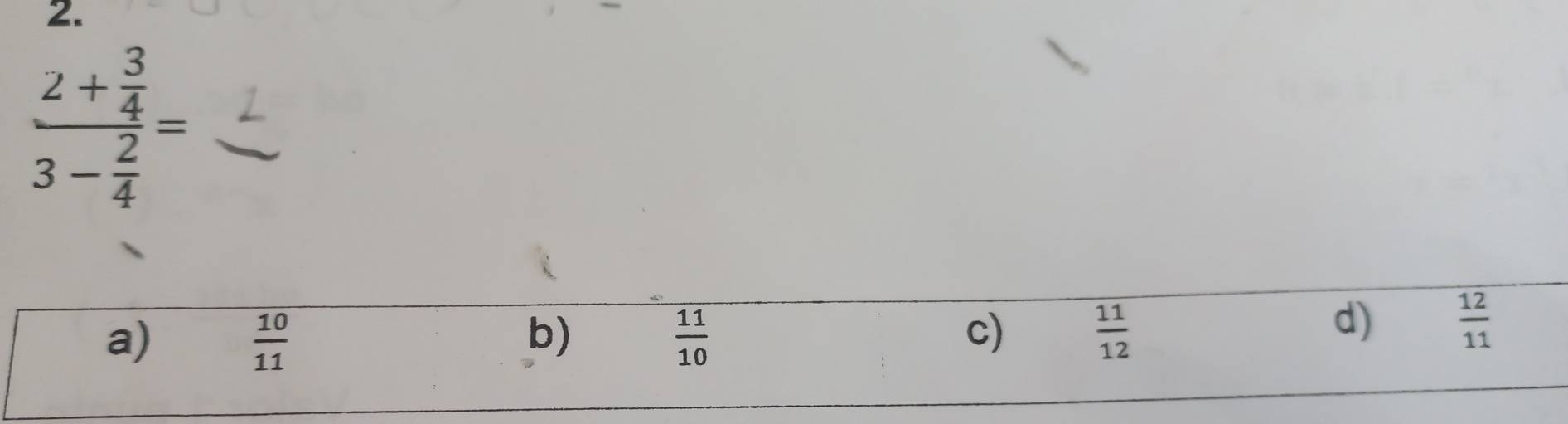 frac 2+ 3/4 3- 2/4 =