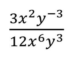  (3x^2y^(-3))/12x^6y^3 