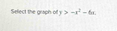 Select the graph of y>-x^2-6x.