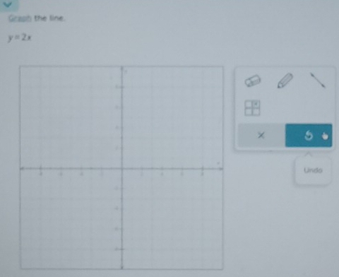 Graph the line.
y=2x
× 5
Undo