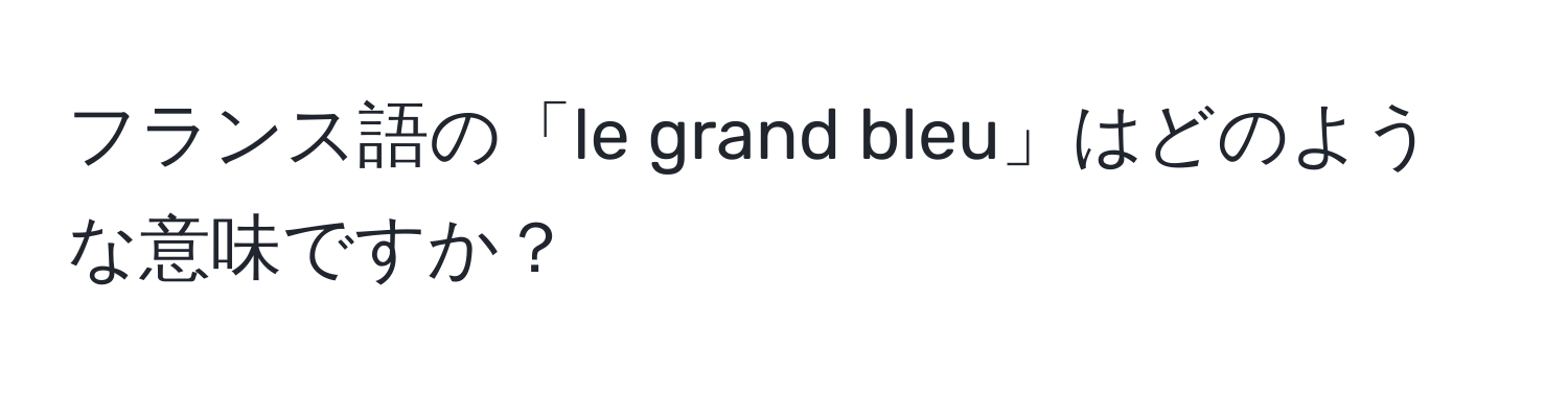 フランス語の「le grand bleu」はどのような意味ですか？