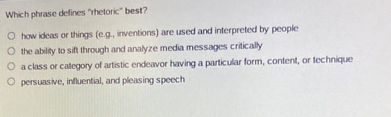 Solved: Which phrase defines 