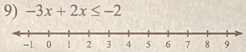 -3x+2x≤ -2