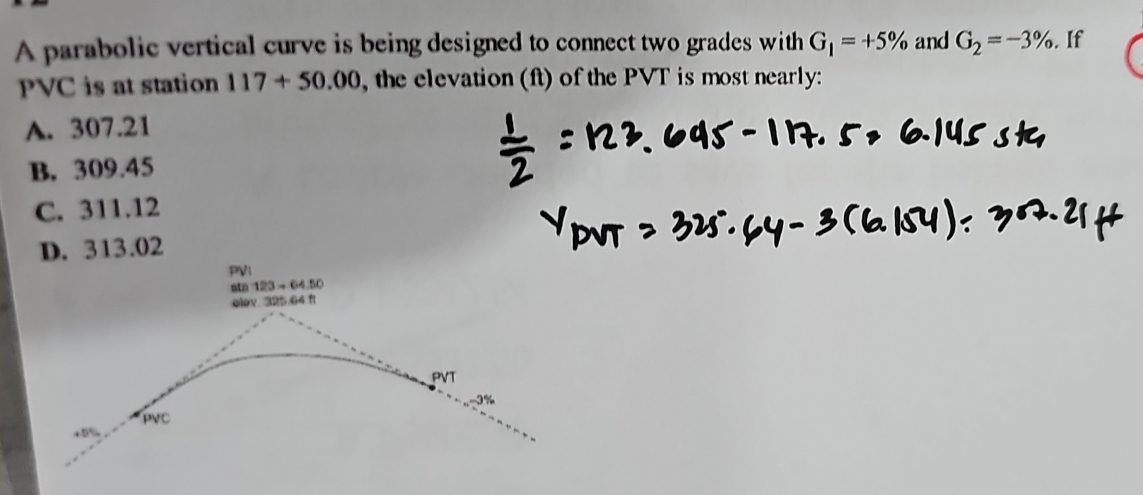 Nalutas:A parabolic vertical curve is being designed to connect two ...