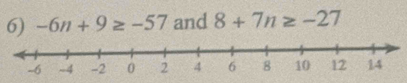 -6n+9≥ -57 and 8+7n≥ -27