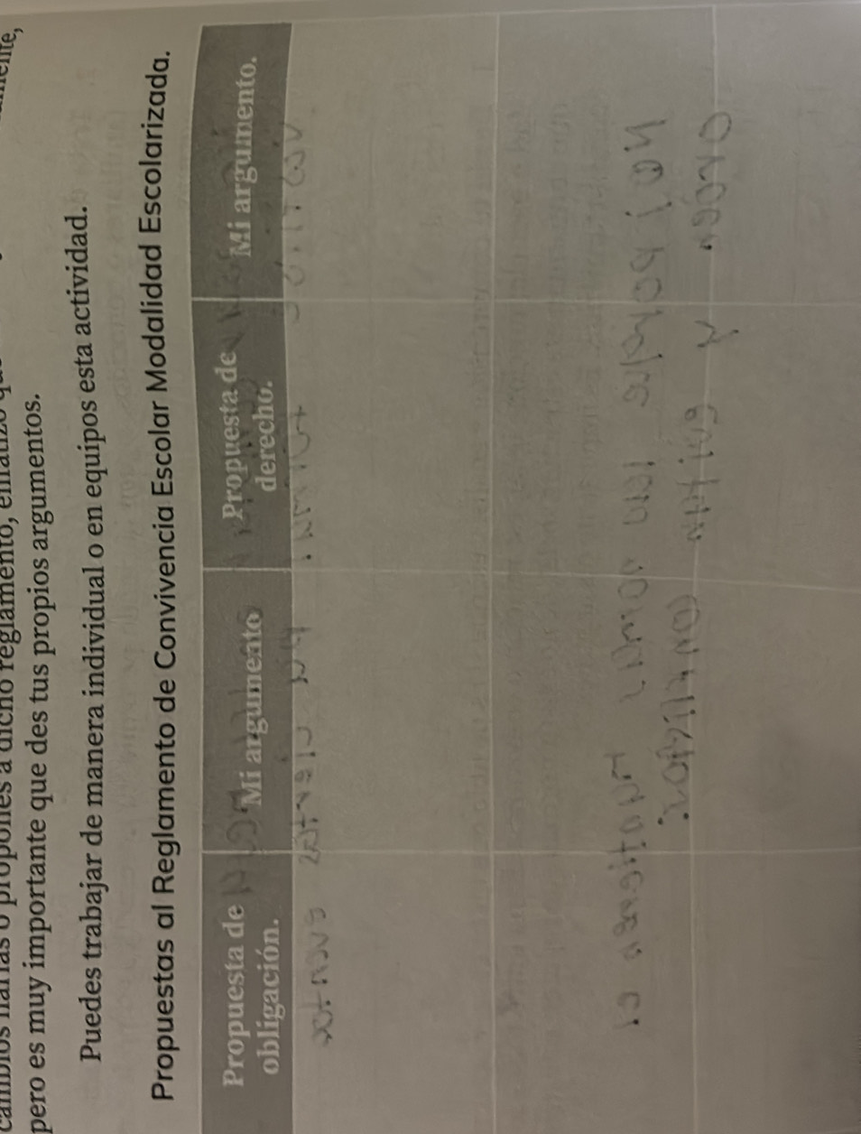 cambios naras o própónes a dícho regiamento, emaua 
pero es muy importante que des tus propios argumentos. 
Puedes trabajar de manera individual o en equipos esta actividad. 
olar Modalidad Escolarizada.