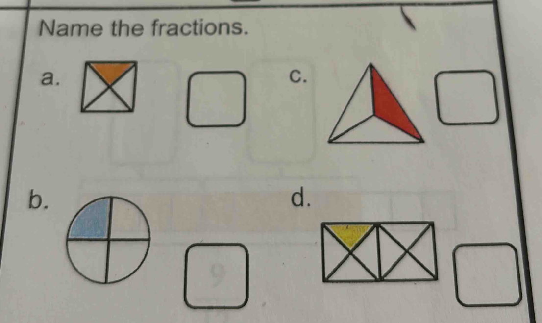 Name the fractions. 
a. 
C. 
b. 
d.