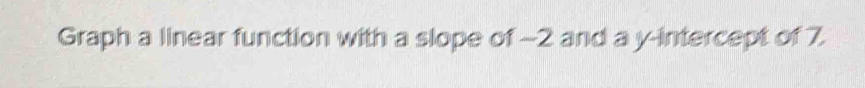 Graph a linear function with a slope of -2 and a y-intercept of 7