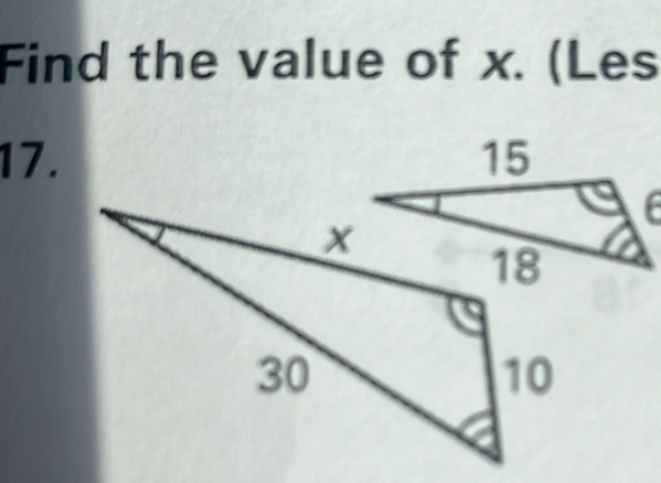 Find the value of x. (Les 
17.