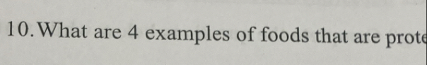 What are 4 examples of foods that are prote