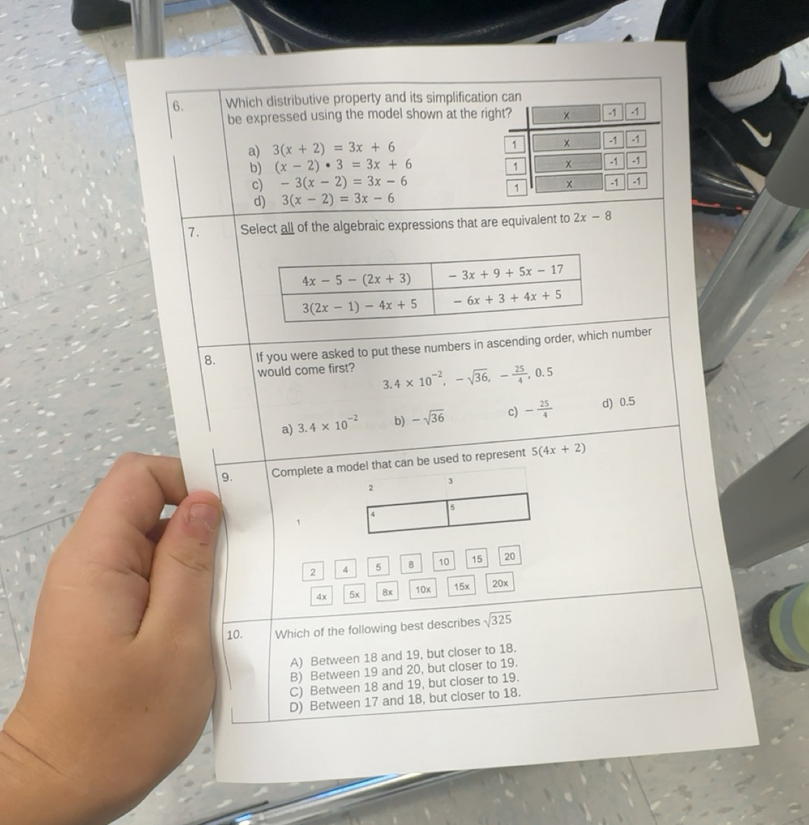 Solved: Which distributive property and its simplification can be ...