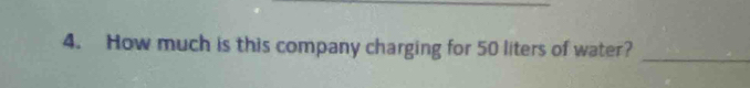 How much is this company charging for 50 liters of water?_