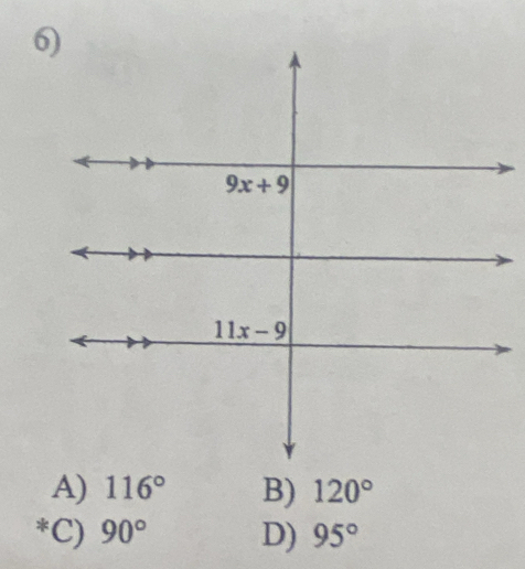 116° B) 120°
*C) 90° D) 95°