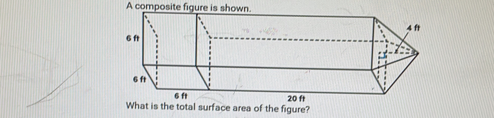 A composite figure 
What is the total surface area of the figure?