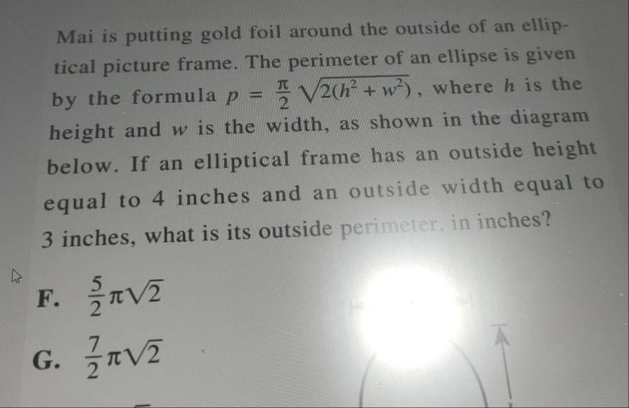 تم الحل:Mai is putting gold foil around the outside of an ellip- tical ...
