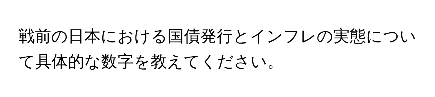 戦前の日本における国債発行とインフレの実態について具体的な数字を教えてください。