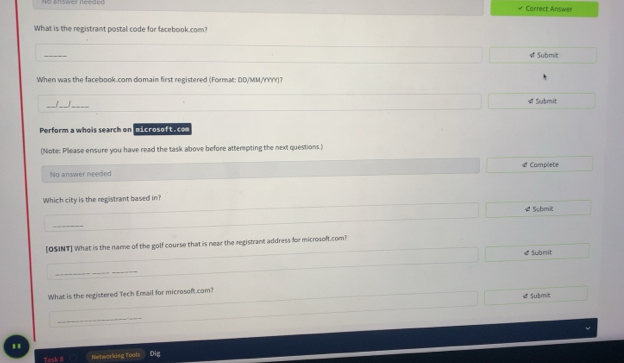 Solved: Correct Answer What is the registrant postal code for facebook ...