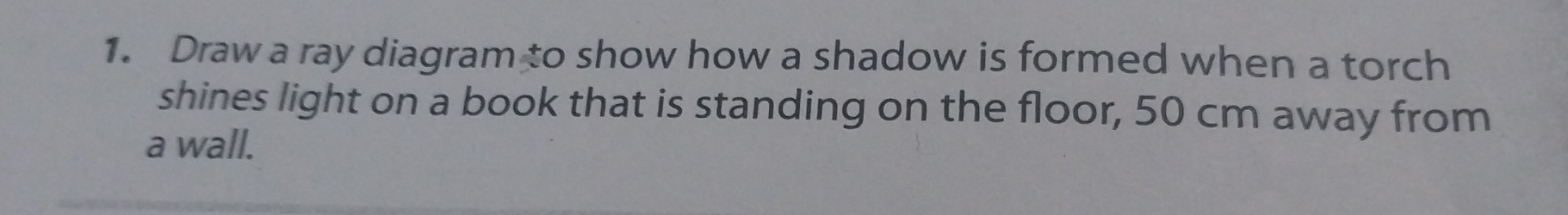 Solved: Draw a ray diagram to show how a shadow is formed when a torch ...