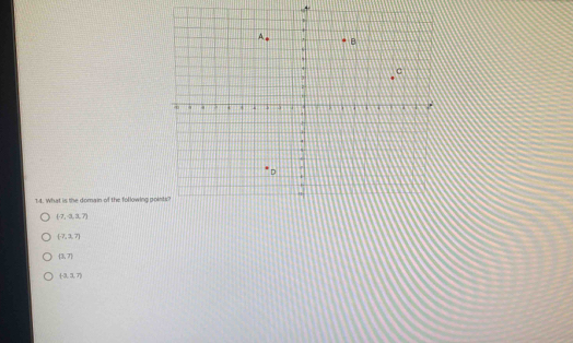 What is the domain of the following p
(7,9,3,7)
(7,3,7)
(3,7)
(0,3,7)