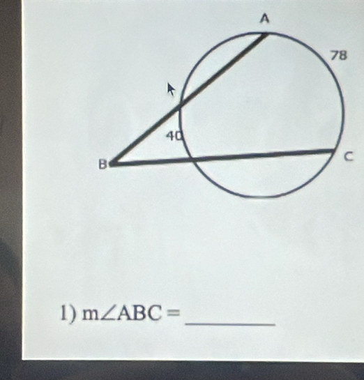 C
1) m∠ ABC= _